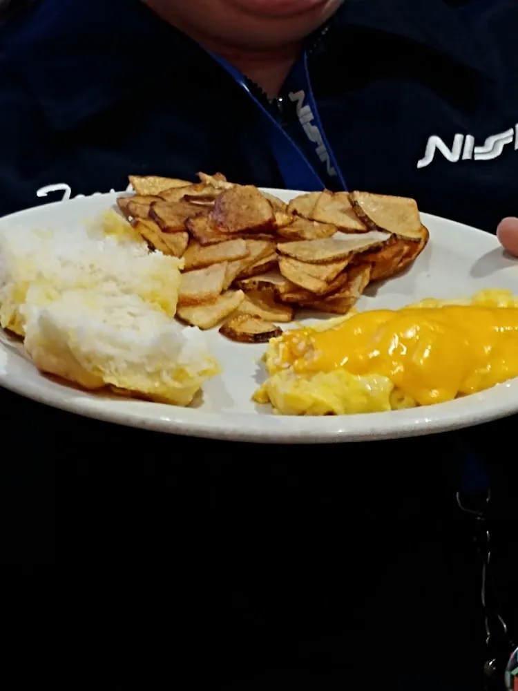 Biscuit Home Fries and Cheese Eggs